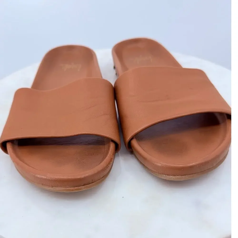 Beek Gallito Leather Slide Sandals Tan Size 7